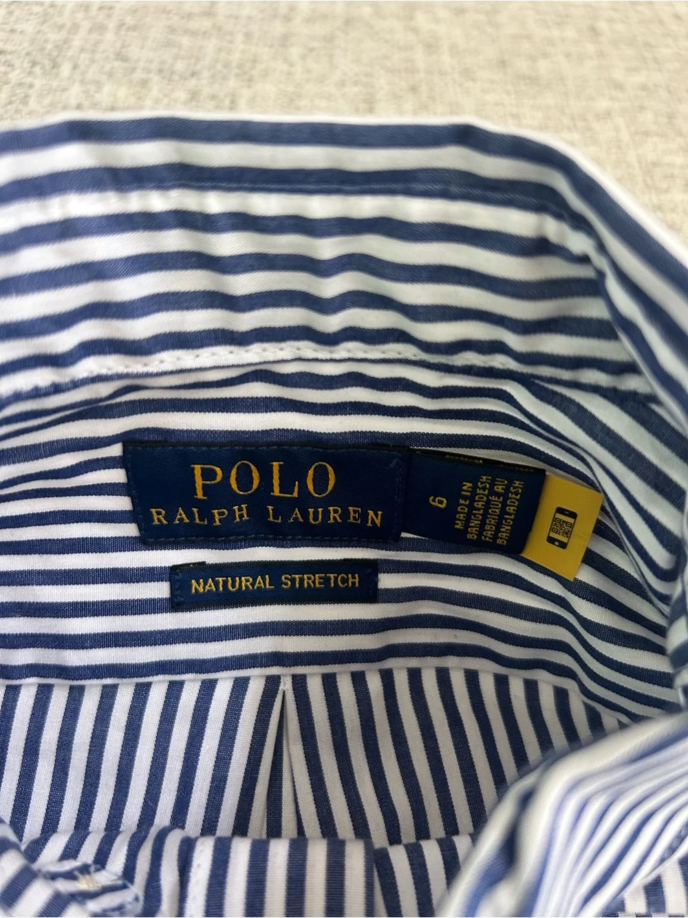 Polo Ralph Lauren Navy and White Striped Button-Down Dress Shirt - Boys 6